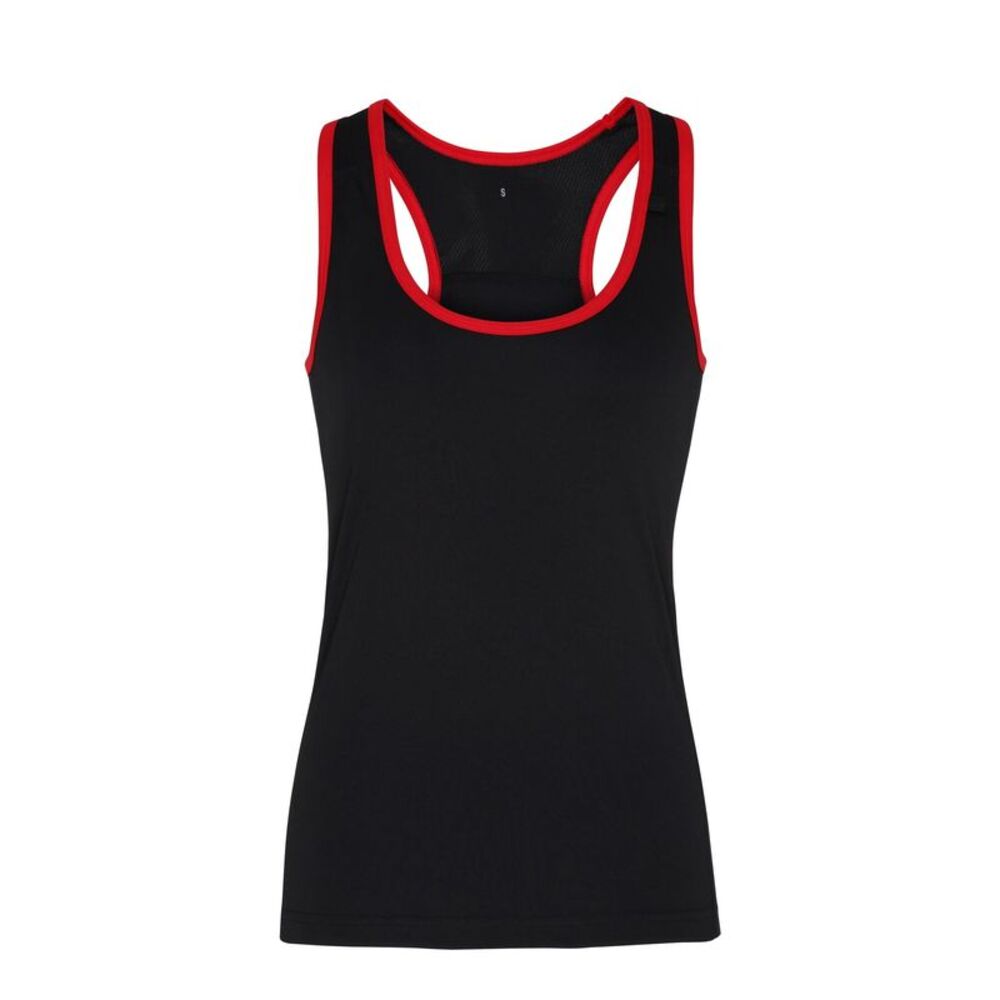Tri Dri Womens/Ladies Panelled Fitness Tank Top / Black / Red